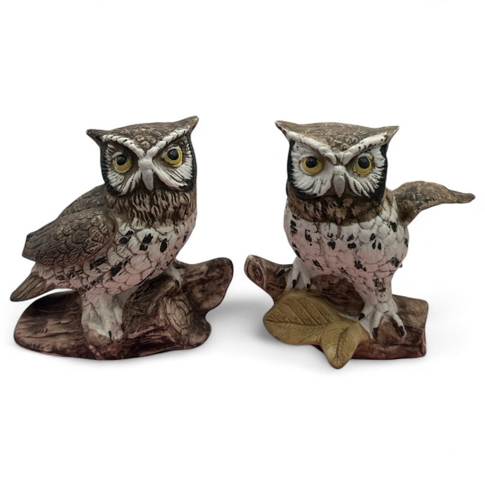Vintage 1970’s  Homco Owl Figurines.  Set of‎ Two.